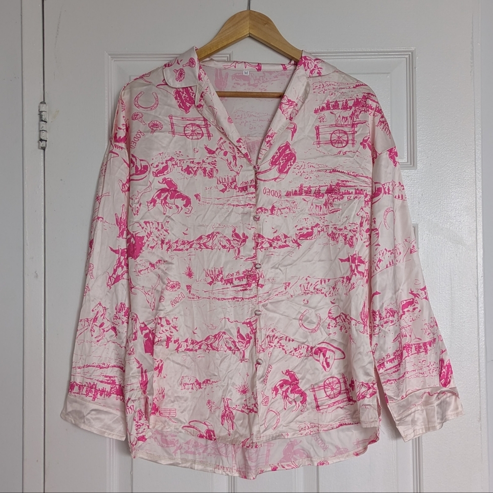 Elegant Pink and White Women's Pajama Set